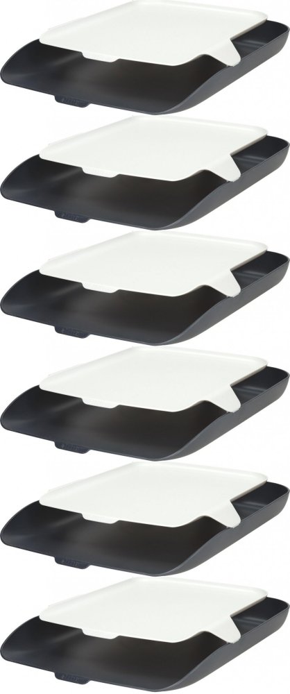 6x Półka na dokumenty z organizerem Leitz Cosy, A4, plastikowa, szary