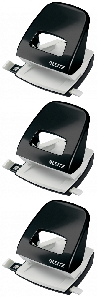 3x Dziurkacz Leitz Wow NeXXt, do 30 kartek, metaliczny czarny