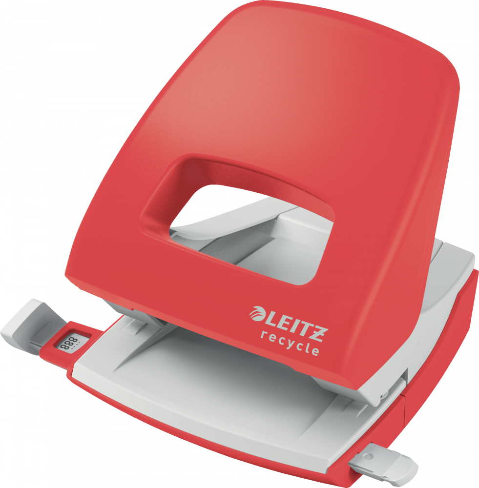 Dziurkacz Leitz NeXXt Recycle, do 30 kartek, czerwony