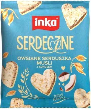 Ciasteczka owsiane serduszka musli Inka, z kokosem, 50g
