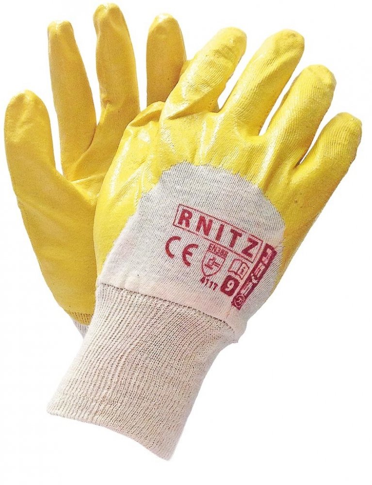 Rękawice robocze Reis RNITZ, powlekane, rozmiar 9, biało-żółty