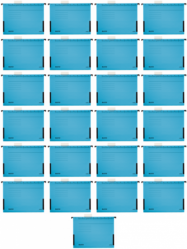 25x Teczka zawieszkowa kartonowa z rozciągliwymi bokami Leitz Alpha, A4, 348x260mm, 275g/m2, niebieski