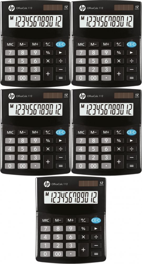 5x Kalkulator biurowy HP-OC 112/INT BX, 12-cyfr, czarny