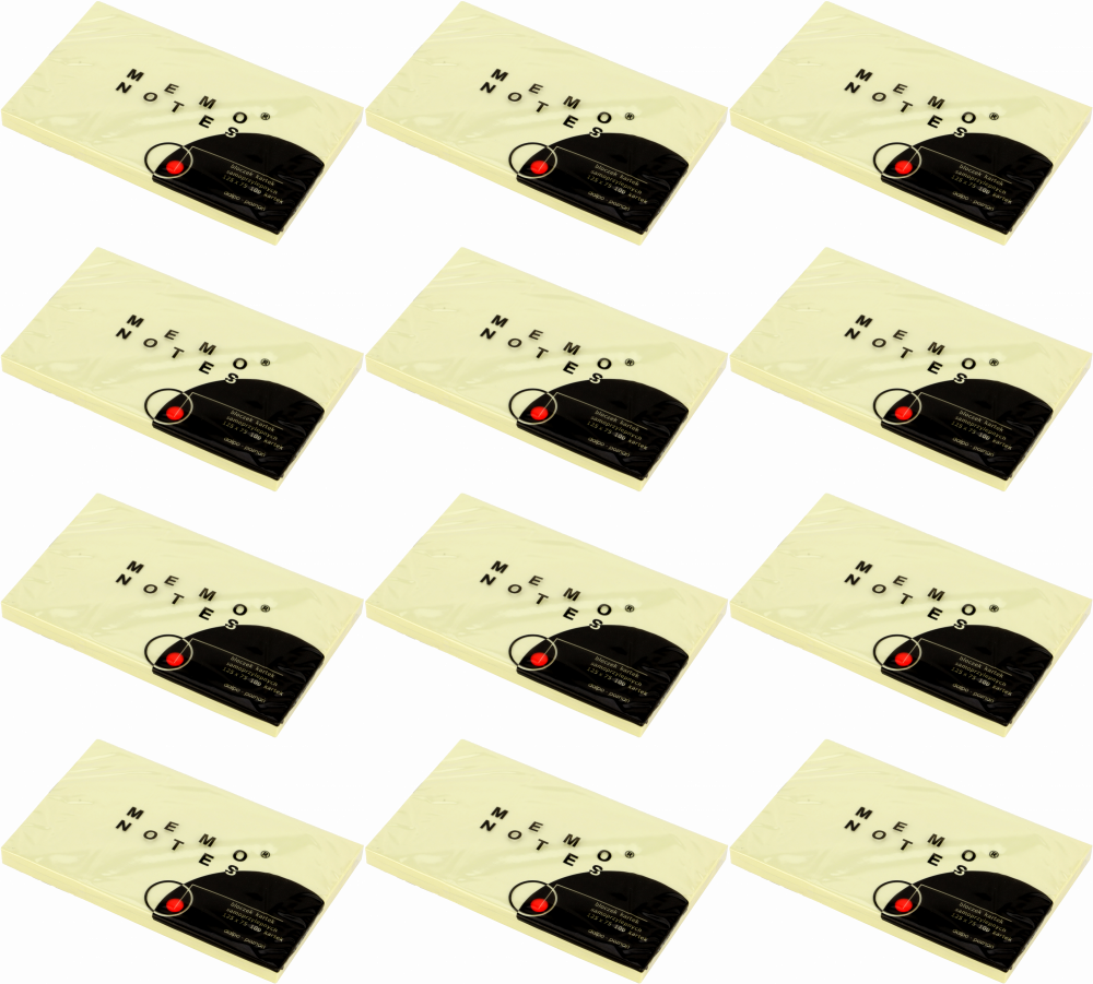12x Karteczki samoprzylepne Dalpo Memo Notes, 75x125mm, 100 karteczek, żółty