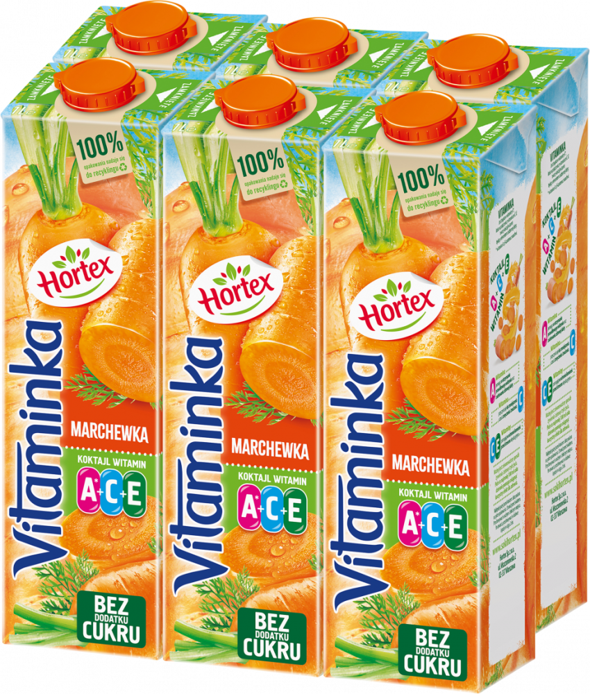 6x Sok marchewkowy Hortex Vitaminka, karton, 1l