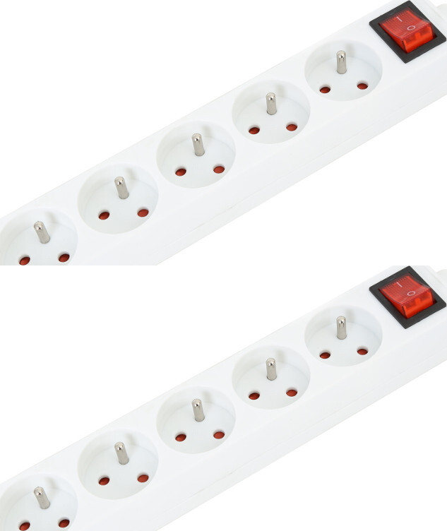 2x Listwa przeciwprzepięciowa Omega 43716, 5m, 5 gniazd, biały
