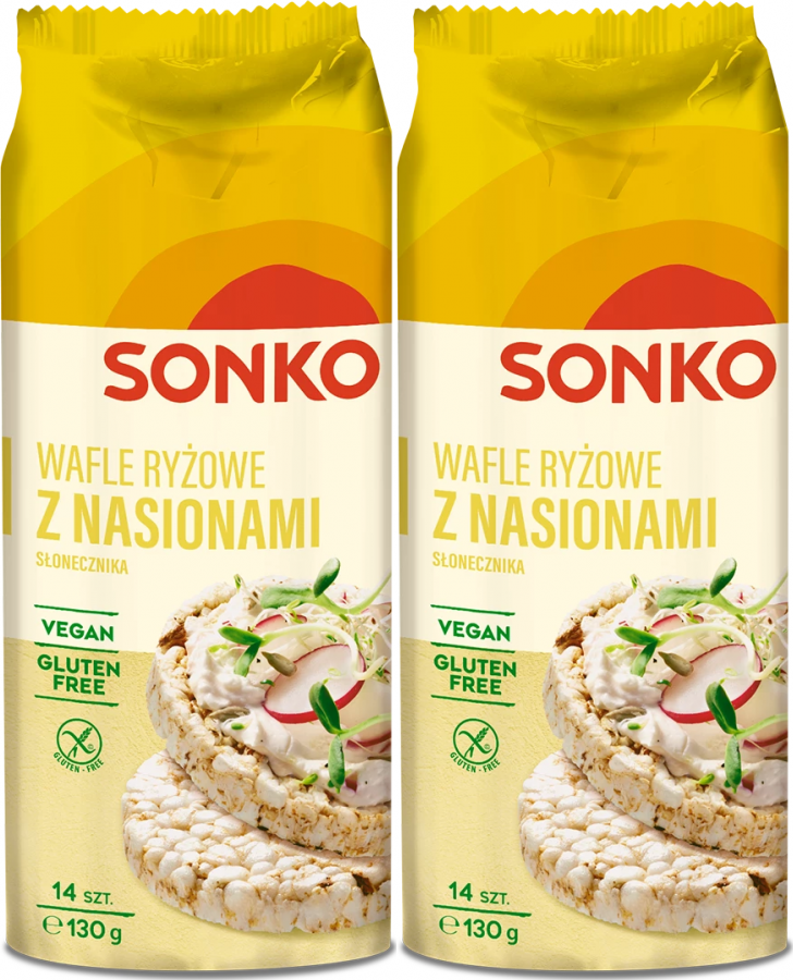2x Wafle ryżowe Sonko, z nasionami słonecznika, 130g