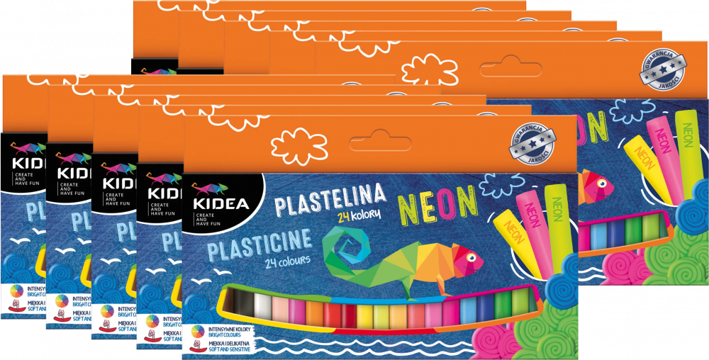 10x Plastelina Kidea, 24 sztuki, mix kolorów