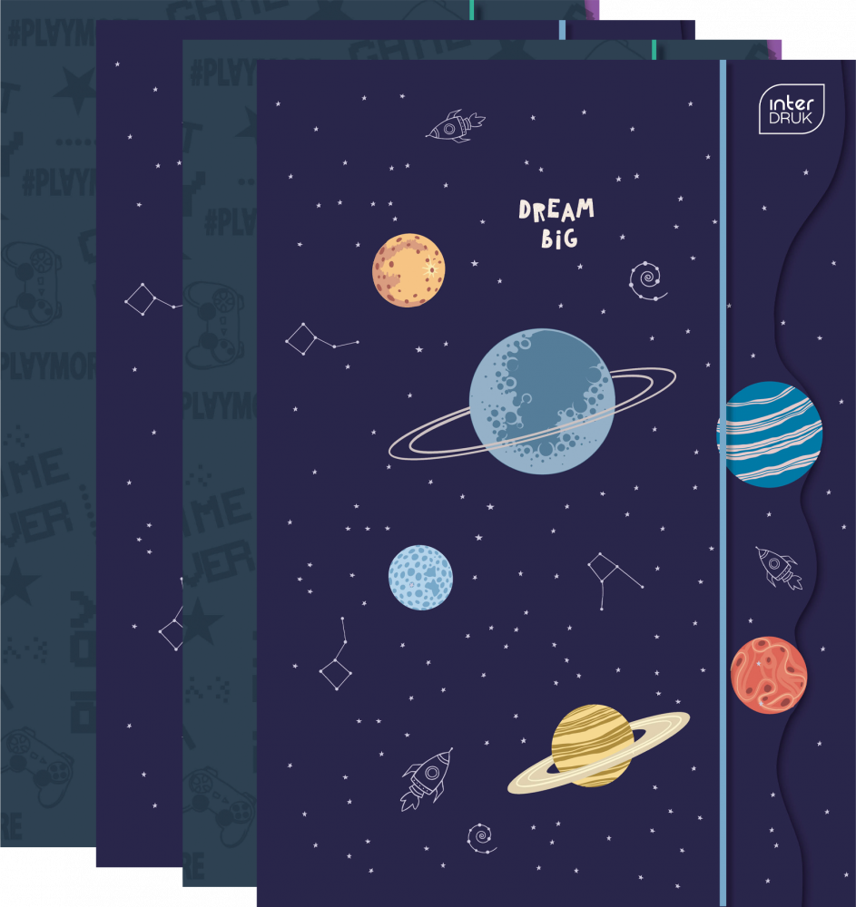 4x Teczka z gumką Interdruk Shape Boys, A4 +, mix wzorów