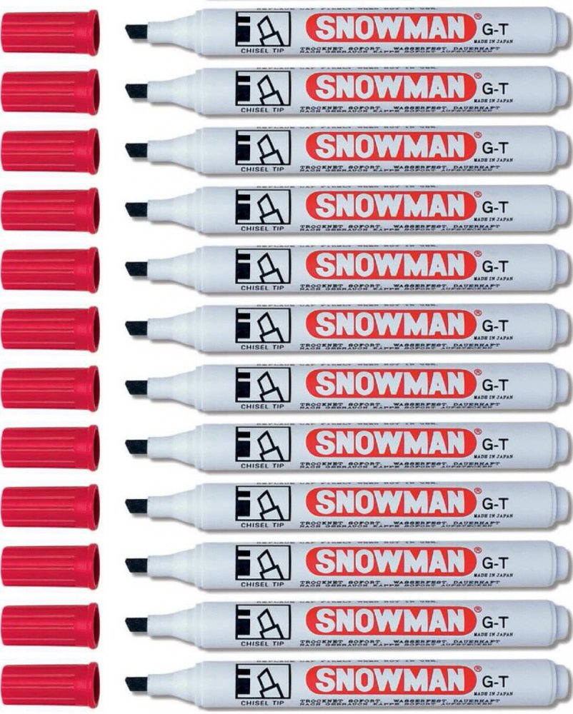 12x Marker permanentny Snowman, ścięta, czerwony