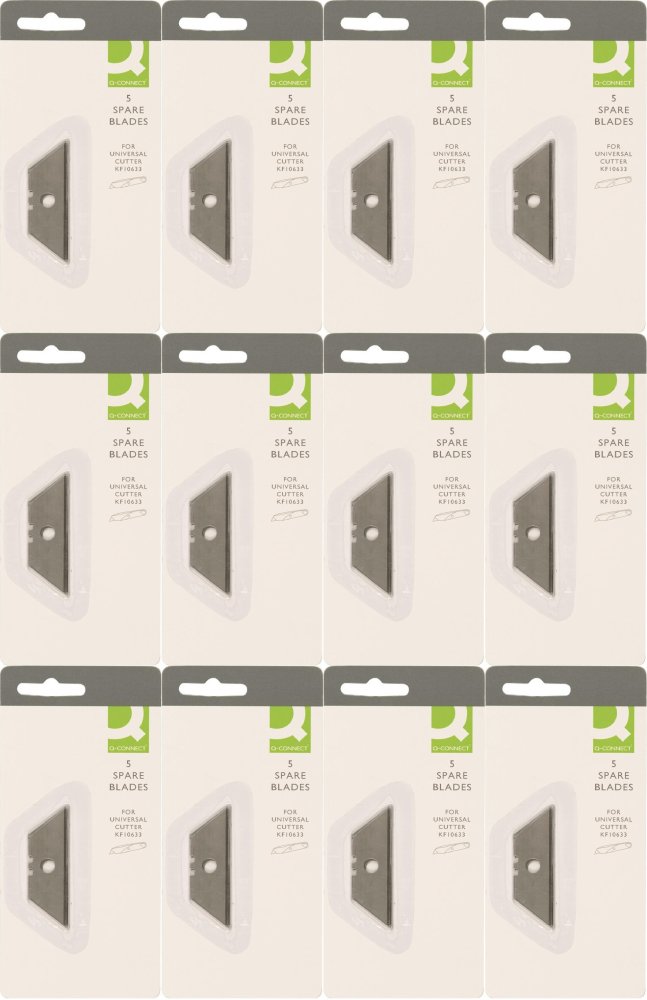 12x Ostrza wymienne do noża tapicerskiego Q-Connect, 19x60mm, 5 sztuk, srebrny
