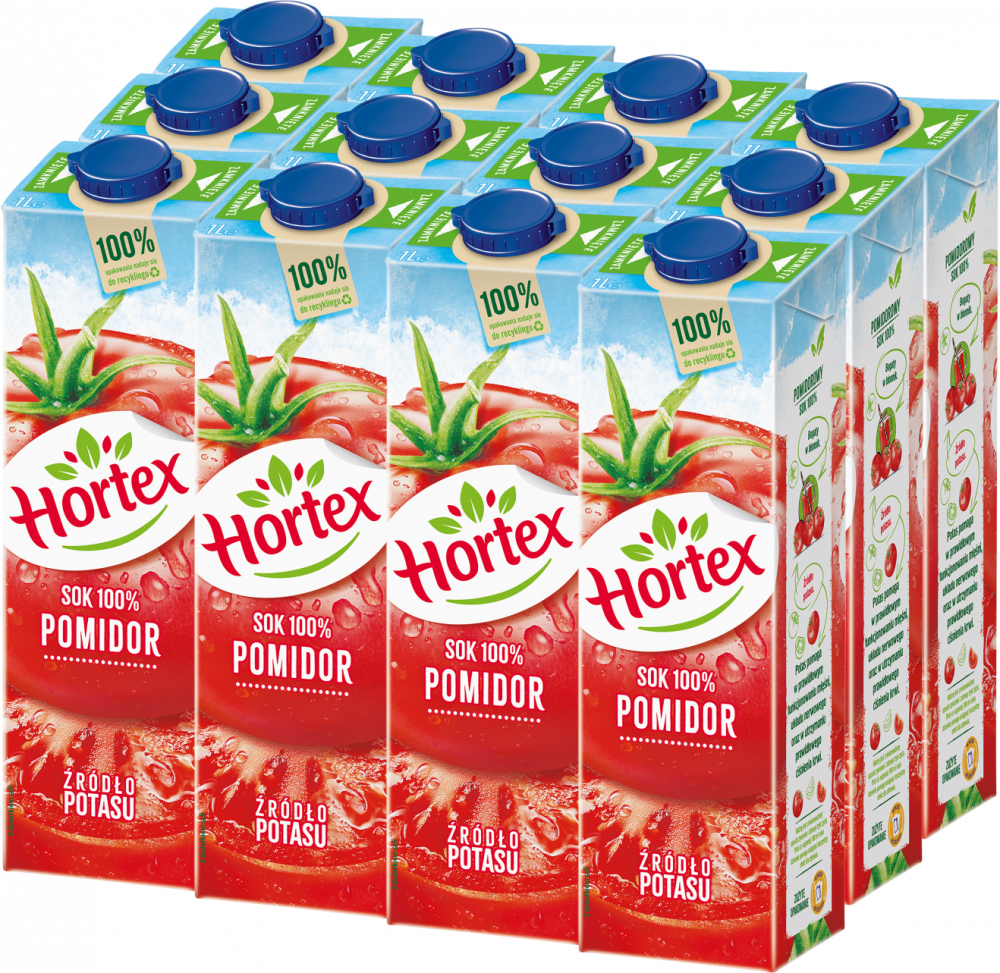 12x Sok pomidorowy Hortex, karton, 1l