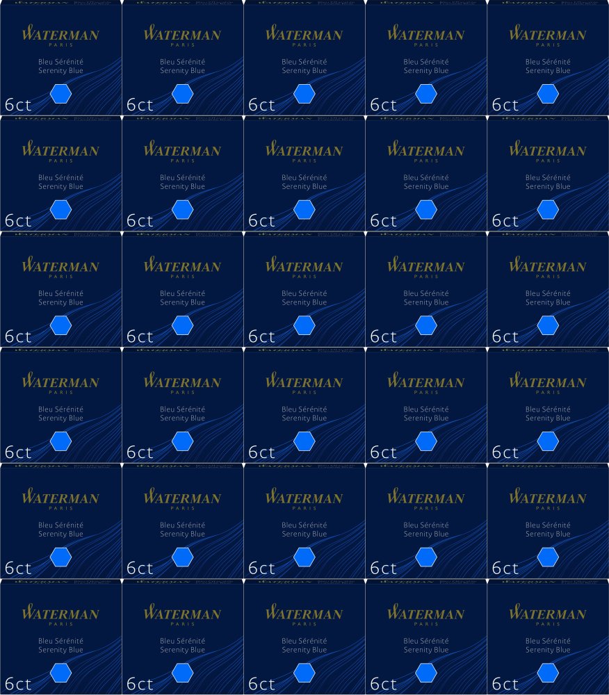 30x Naboje do piór Waterman, International, krótkie, 6 sztuk, niebieski