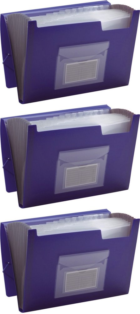 3x Teczka z przegródkami Q-Connect, A4, 12 przegródek, niebieski