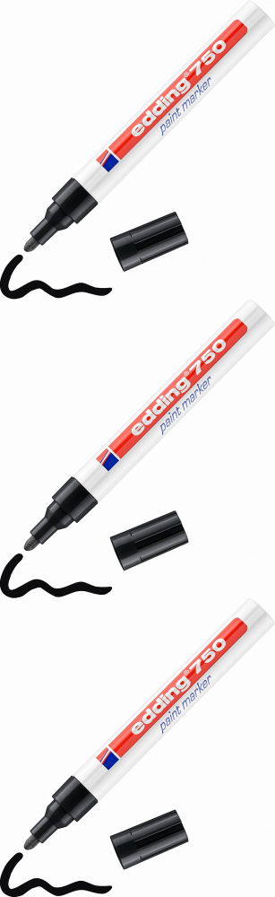 3x Marker olejowy edding 750, okrągła, 4mm czarny
