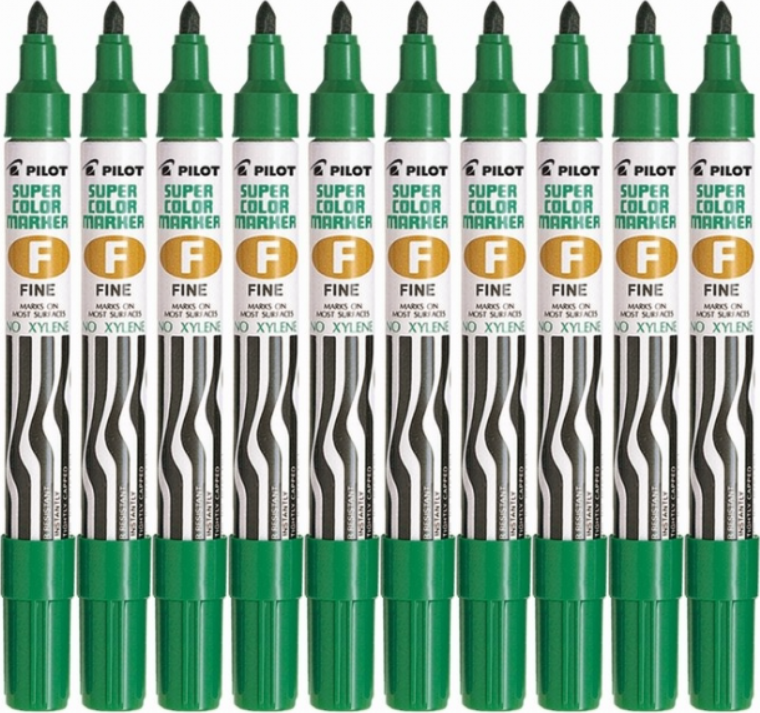10x Marker permanentny Pilot SCA-F, okrągła, 1mm, zielony