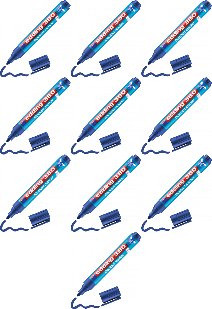 10x Marker do flipchartów edding 380, okrągła, 1.5-3mm, niebieski