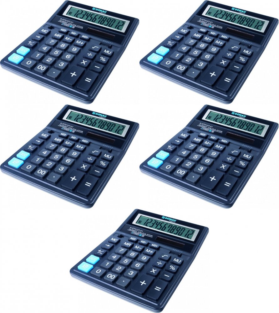 5x Kalkulator biurowy Donau Tech, 12-cyfr, czarny