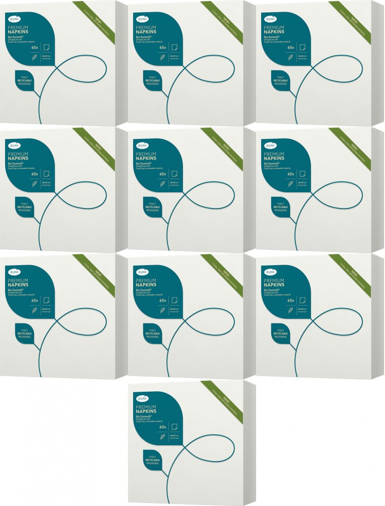 10x Serwetki Duni Bio Dunisoft, 40x40cm, 60 sztuk, biały
