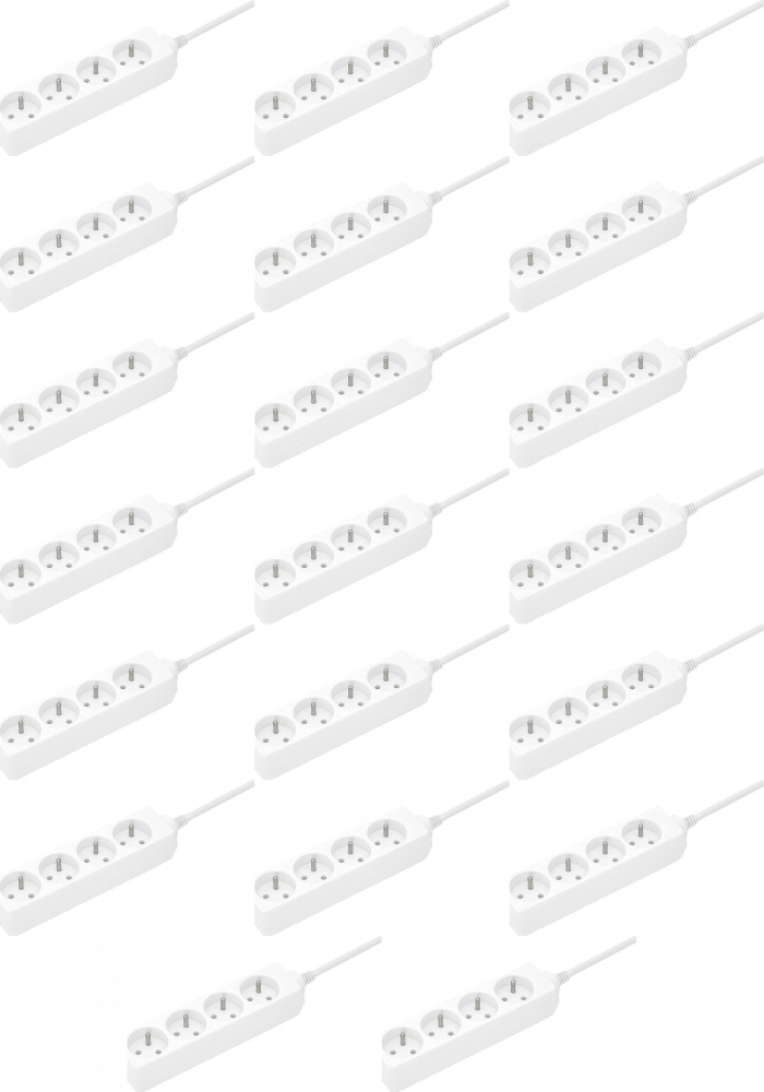 20x Przedłużacz Plastrol, 3m, 4 gniazda, biały