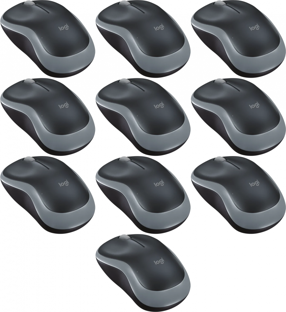 10x Myszka bezprzewodowa Logitech M185, optyczna, szaro-czarny