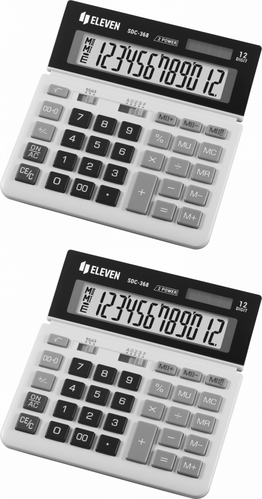 2x Kalkulator biurowy Eleven SDC-368, 12 cyfr, biało-czarny