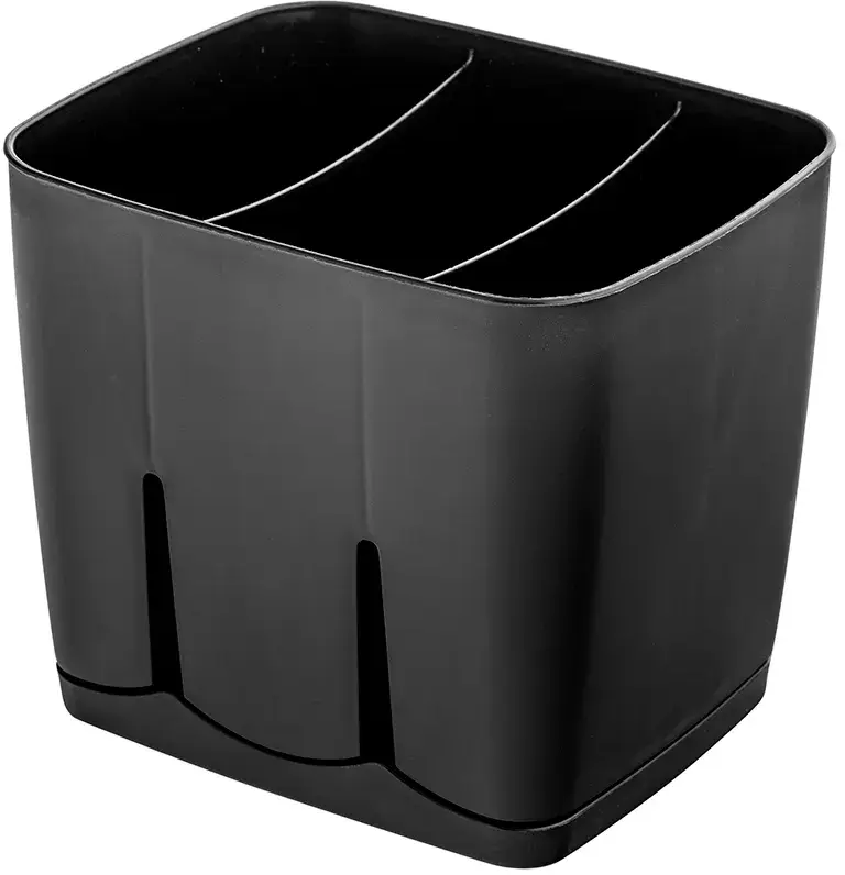 Ociekacz na sztućce Altom Design, z podstawką, 3-komorowy, czarny