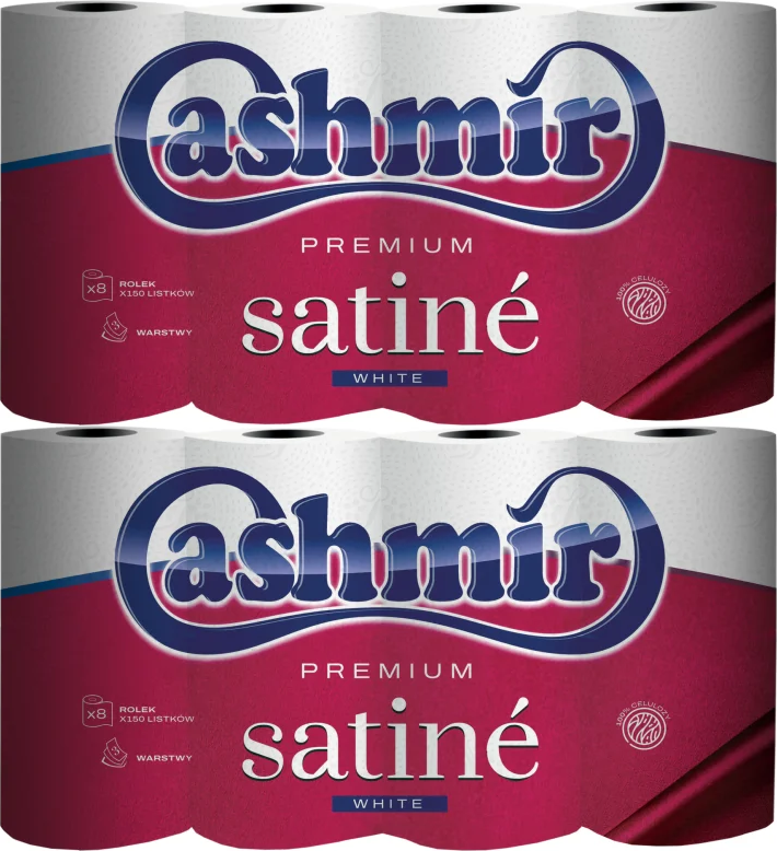 2x Papier toaletowy Cashmir Premium Satine, 3-warstwowy, 8 rolek, biały