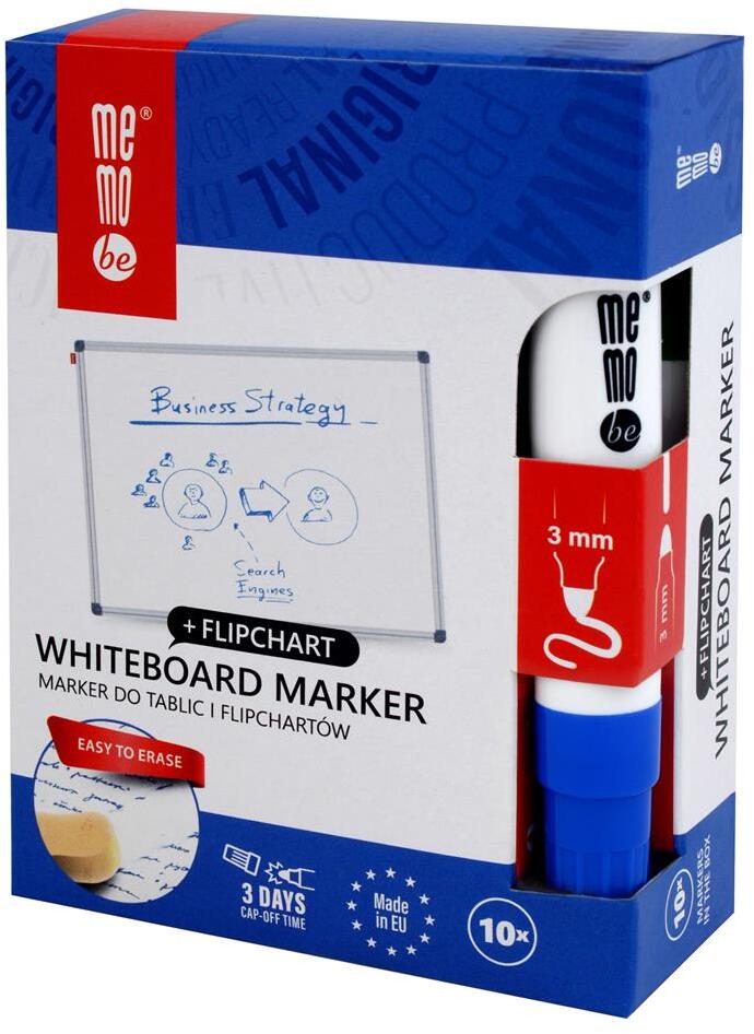 10x Marker suchościeralny/do flipchartów MemoBe MM350, okrągła, 1-3mm, niebieski