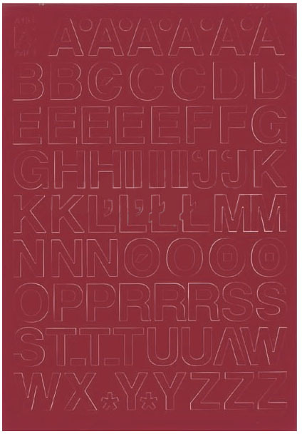 Litery samoprzylepne, 1.5 cm, 1 arkusz, czerwony