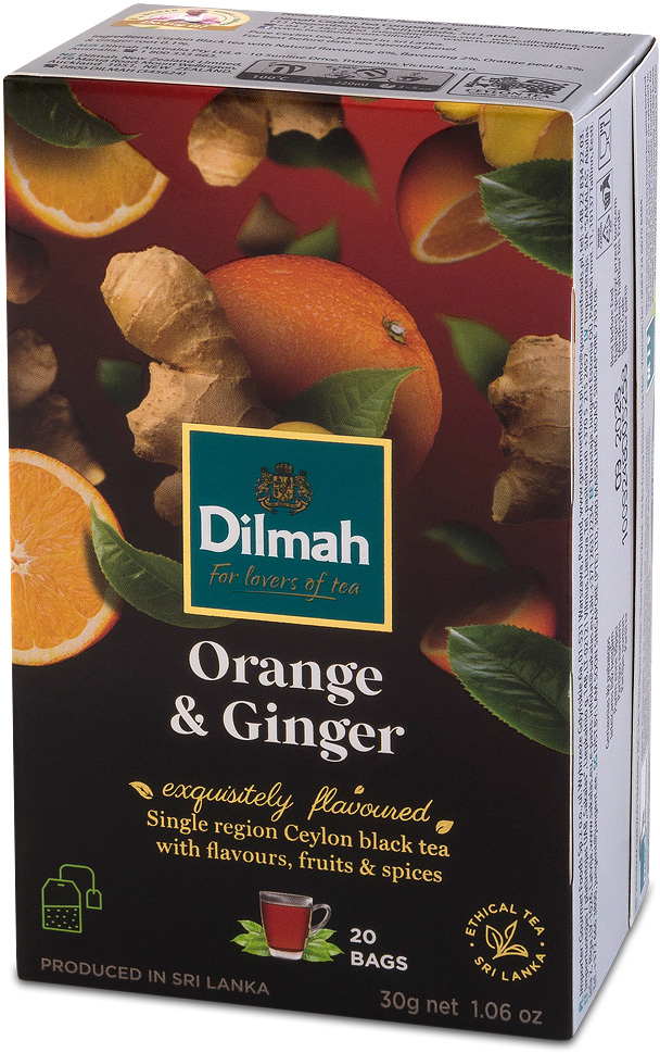Herbata czarna aromatyzowana w torebkach Dilmah, Pomarańcza i Imbir, 20 sztuk x 1.5g