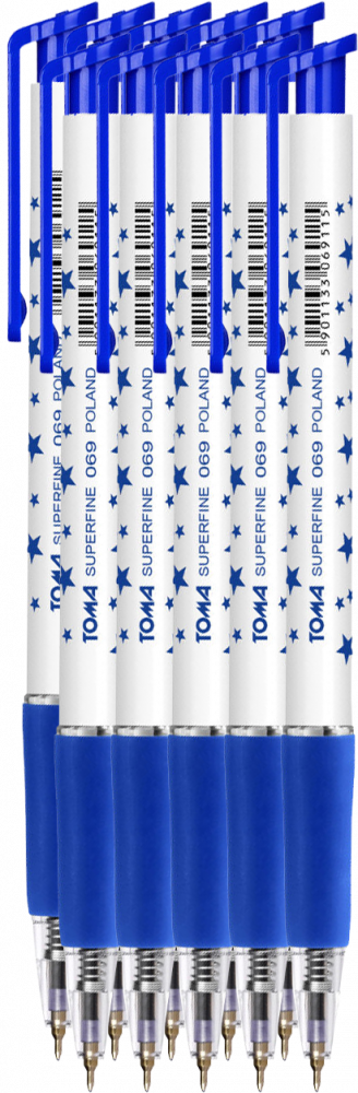 10x Długopis automatyczny Toma, Superfine 069, 0.5mm, niebieski