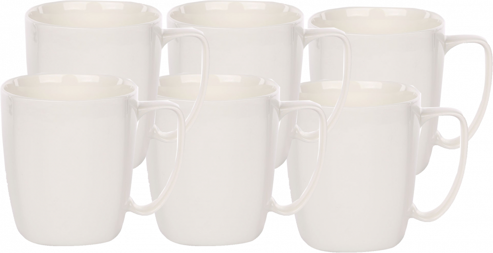 6x Kubek kwadratowy NBC Altom Design Regular, 400ml, porcelana, kremowy