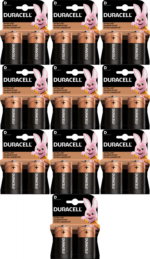 10x Bateria alkaliczna Duracell LR20/D, 2 sztuki