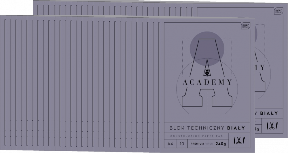 60x Blok techniczny Interdruk Academy, A4, 10 kartek, biały