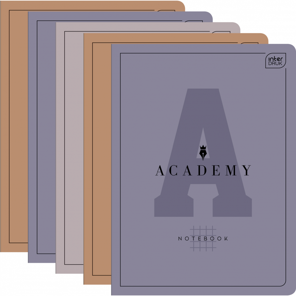 5x Zeszyt w linie Interdruk Academy, A4, 60 kartek, mix kolorów
