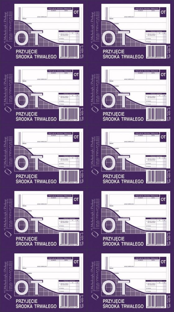 10x Druk akcydensowy OT-przyjęcie środka trwałego MiP 420-5, A6, 40k