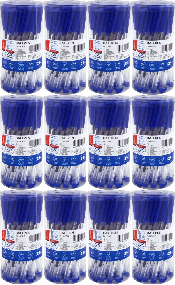 12x Długopis biurowy MemoBe, 1mm, 25 sztuk, niebieski