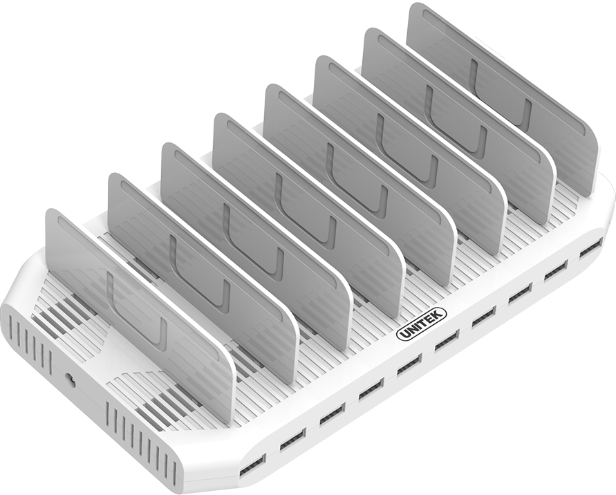 Stacja ładująca Unitek Y-2190A, 10x USB z QC3.0, biały