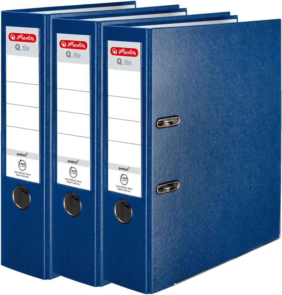 3x Segregator A4 Herlitz Q.file, 80mm, granatowy