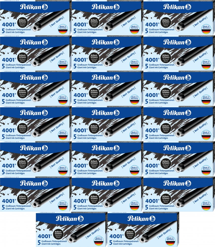 20x Naboje atramentowe długie Pelikan, 4001, 5 sztuk, czarny