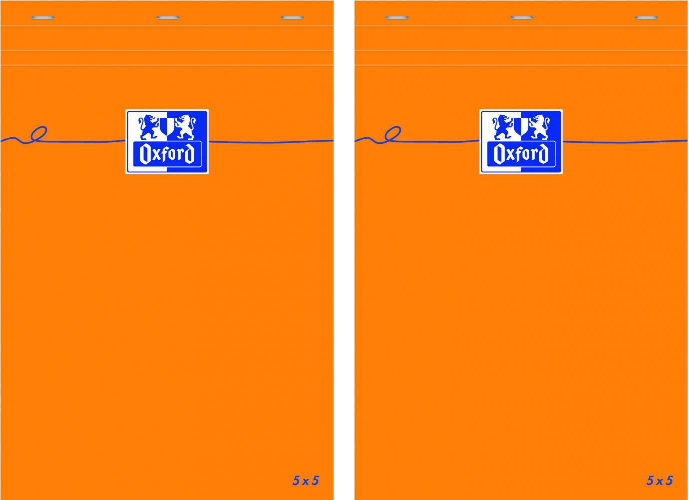 2x blok biurowy w kratkę Oxford Everyday, A5, 80 kartek, pomarańczowy