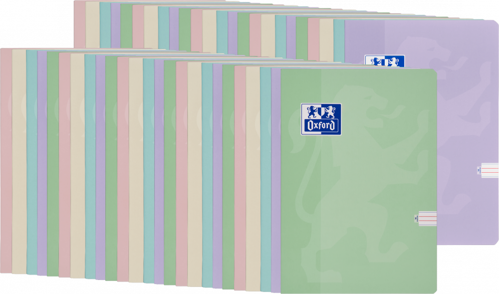 80x Zeszyt w wąskie kolorowe linie Oxford Touch Pastel, A5, miękka oprawa, 16 kartek, mix kolorów pastelowych