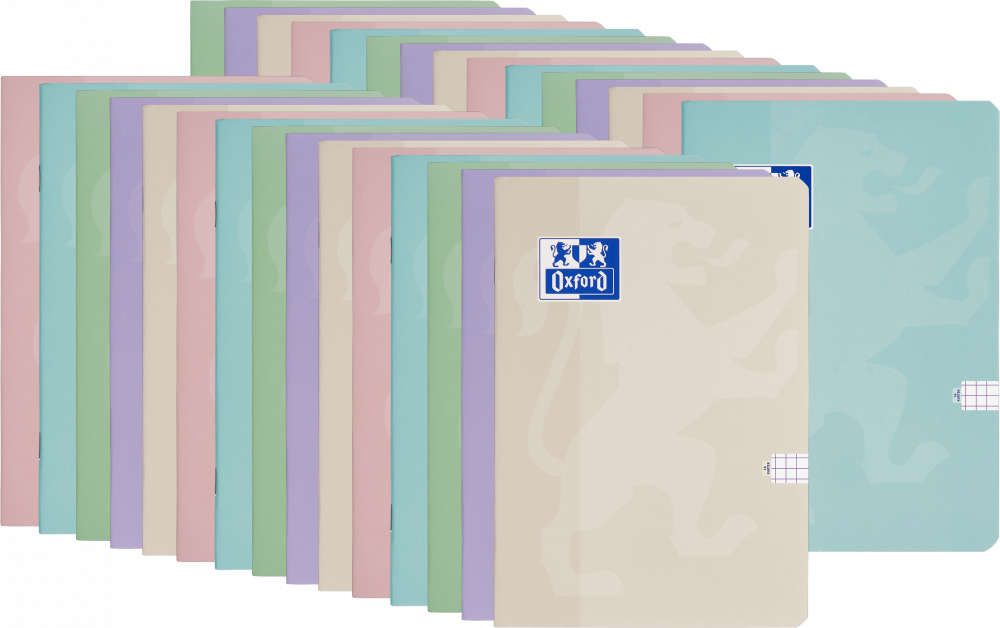 30x Zeszyt w kratkę Oxford Touch Pastel, A5, miękka oprawa, 16 kartek, mix kolorów pastelowych