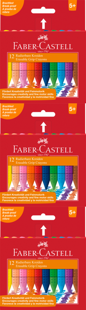 3x Kredki świecowe Faber Castell Grip, trójkątne, 12 sztuk, mix kolorów