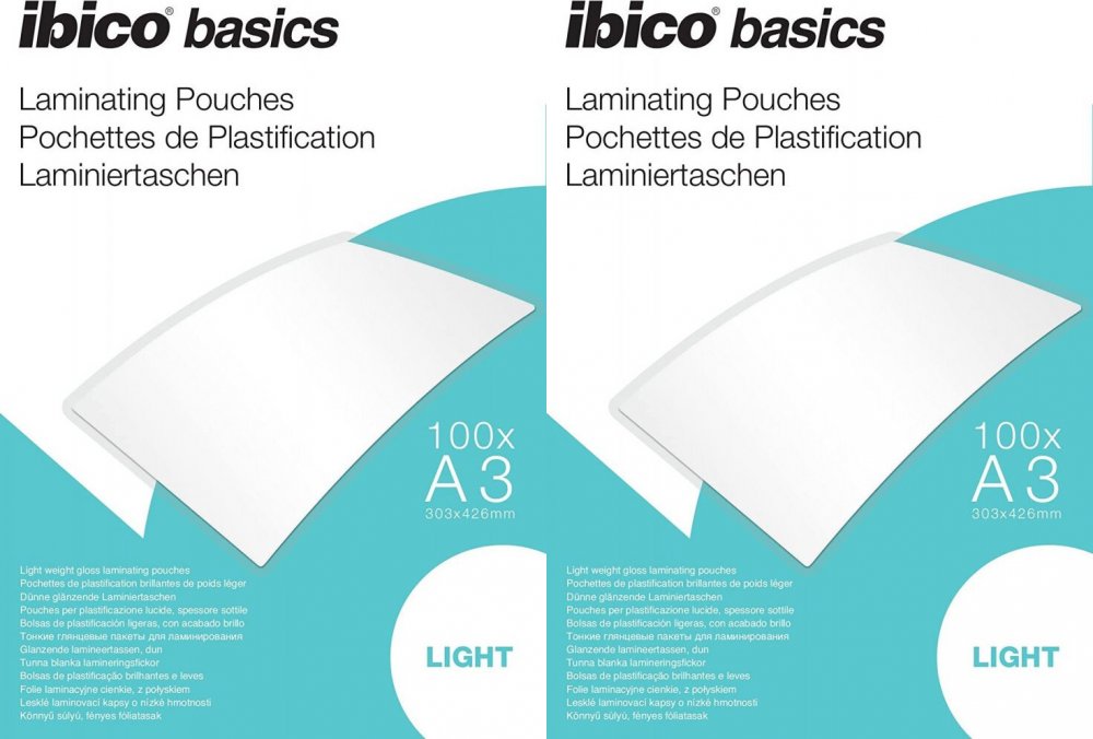 2x Folia do laminowania Ibico, 303x426mm, A3, 2x75 μm, 100 arkuszy
