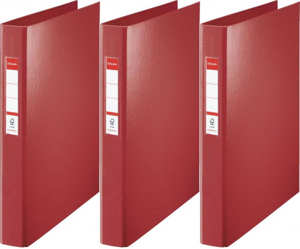 3x Segregator Esselte Vivida, A4, szerokość grzbietu 42mm, do 190 kartek, 4 ringi, bordowy
