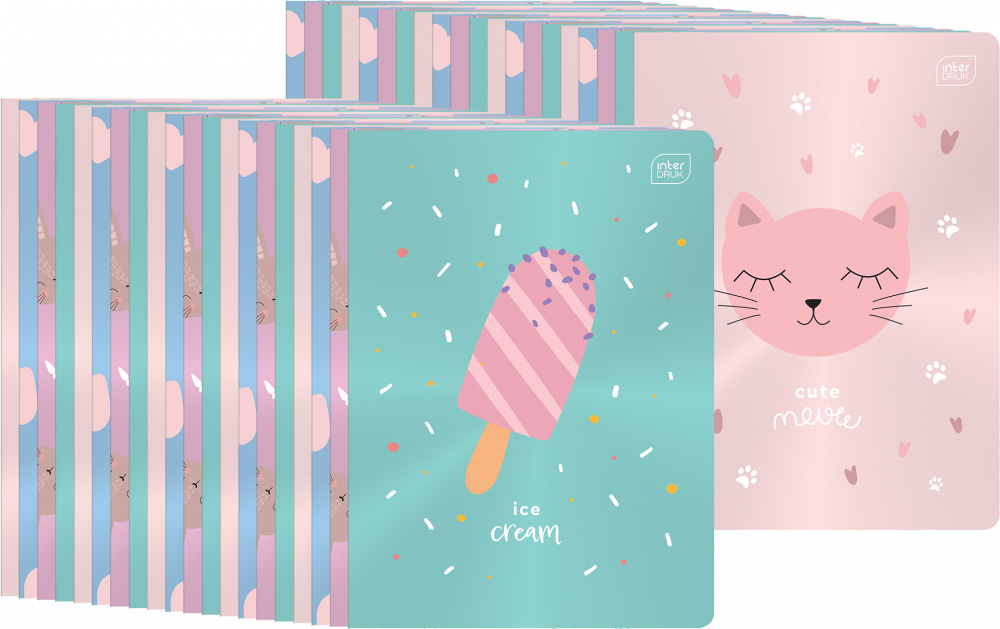 40x Zeszyt w kratkę Interdruk Metallic, A5, 16 kartek, mix wzorów