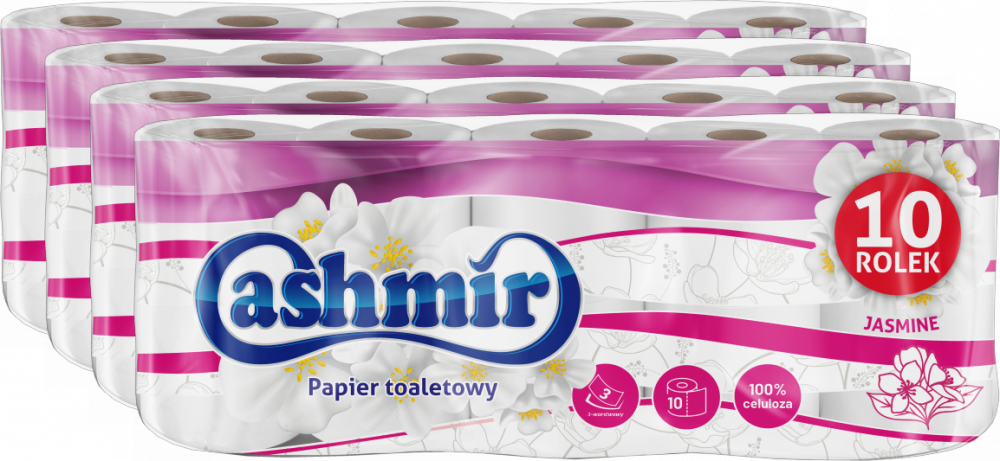 4x Papier toaletowy Cashmir, Jasmine. 3-warstwowy, 10 sztuk, biały