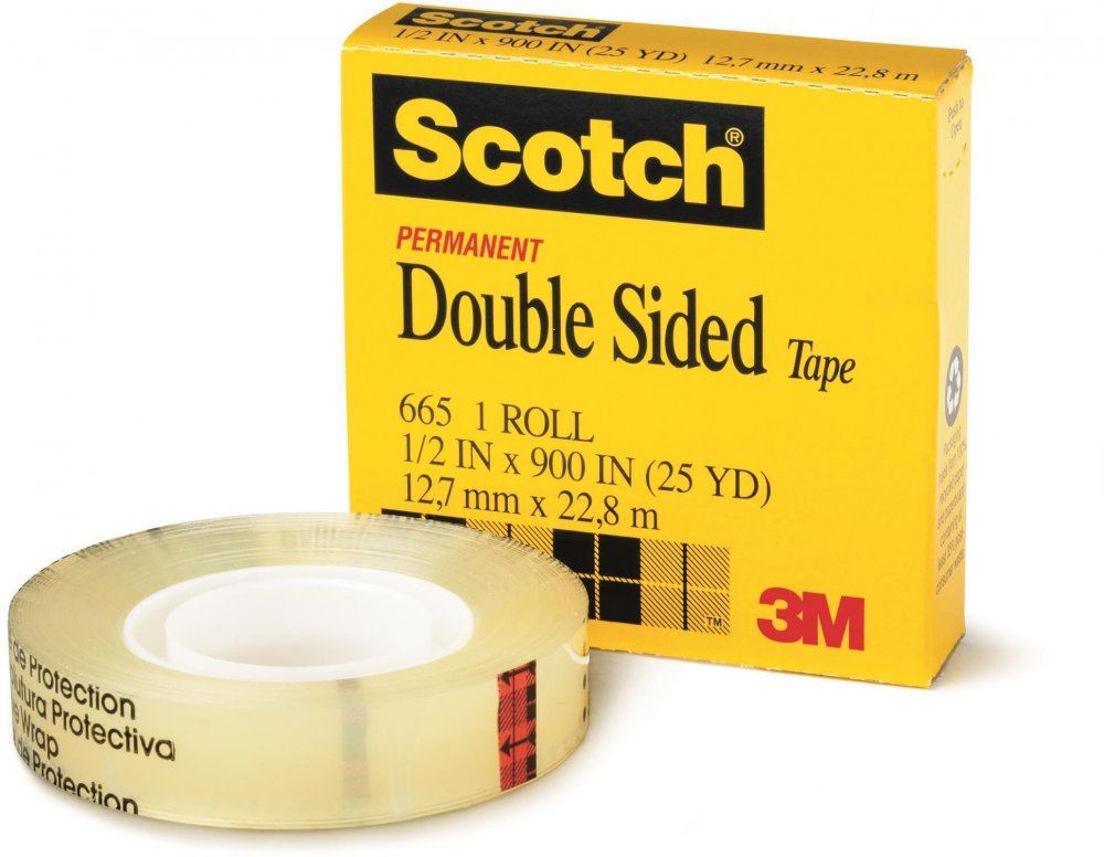 Taśma dwustronna Scotch 665, 12mm x 22.8m, przezroczysty